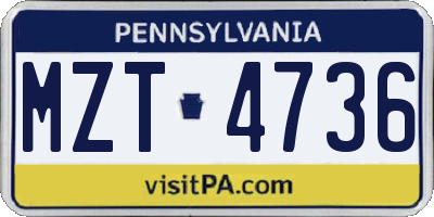 PA license plate MZT4736