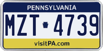 PA license plate MZT4739
