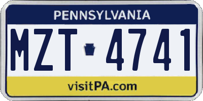PA license plate MZT4741