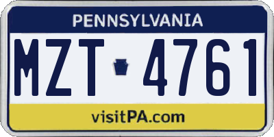 PA license plate MZT4761