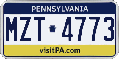 PA license plate MZT4773