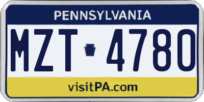 PA license plate MZT4780