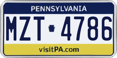 PA license plate MZT4786