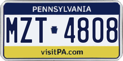 PA license plate MZT4808
