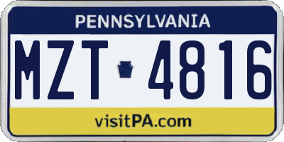 PA license plate MZT4816