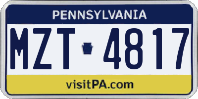 PA license plate MZT4817