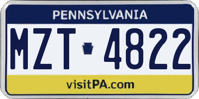 PA license plate MZT4822