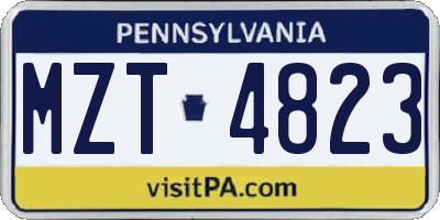 PA license plate MZT4823