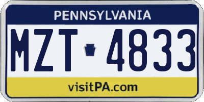PA license plate MZT4833