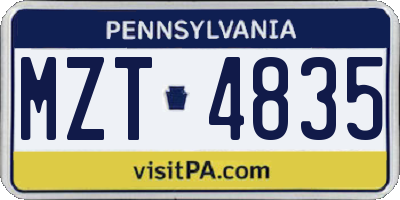 PA license plate MZT4835