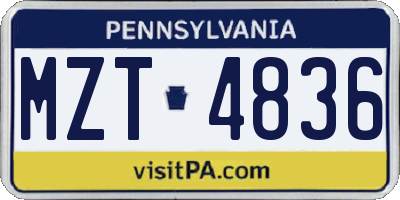 PA license plate MZT4836