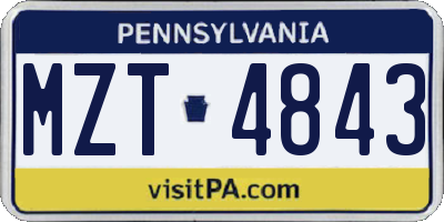 PA license plate MZT4843