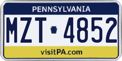 PA license plate MZT4852