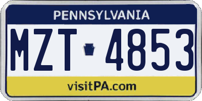 PA license plate MZT4853