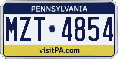 PA license plate MZT4854
