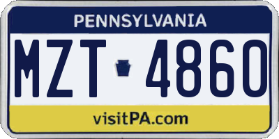 PA license plate MZT4860