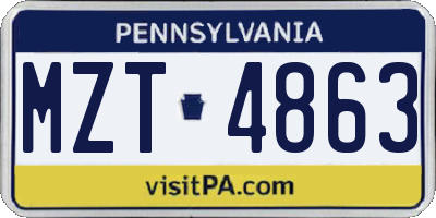 PA license plate MZT4863