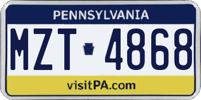 PA license plate MZT4868