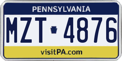 PA license plate MZT4876