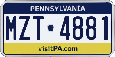 PA license plate MZT4881