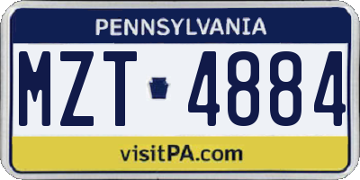 PA license plate MZT4884