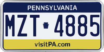 PA license plate MZT4885