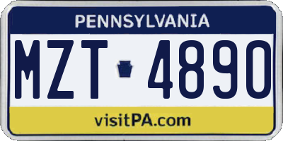PA license plate MZT4890