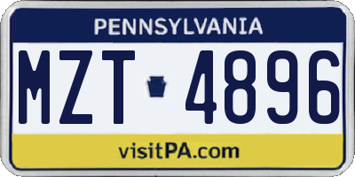PA license plate MZT4896