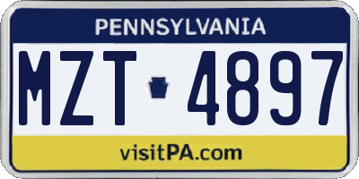 PA license plate MZT4897