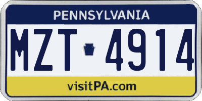 PA license plate MZT4914
