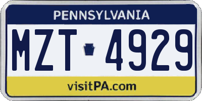 PA license plate MZT4929