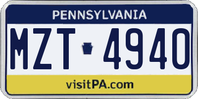 PA license plate MZT4940