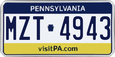 PA license plate MZT4943