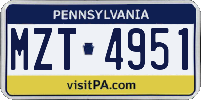 PA license plate MZT4951