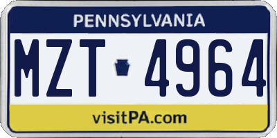 PA license plate MZT4964