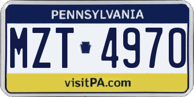 PA license plate MZT4970
