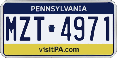 PA license plate MZT4971