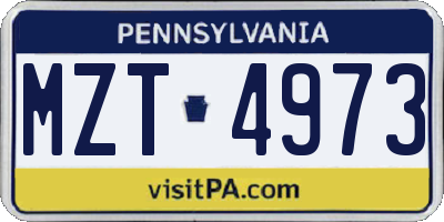 PA license plate MZT4973