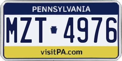PA license plate MZT4976