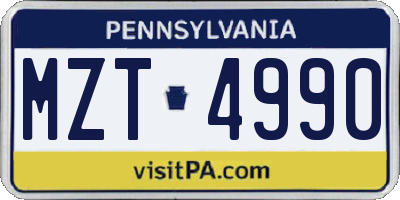 PA license plate MZT4990