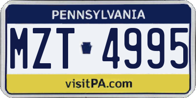 PA license plate MZT4995
