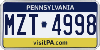 PA license plate MZT4998