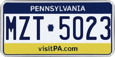 PA license plate MZT5023