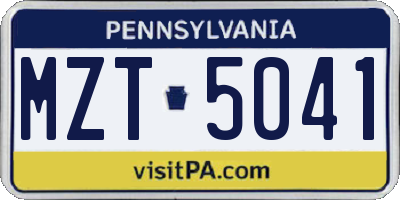 PA license plate MZT5041