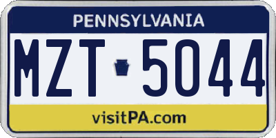 PA license plate MZT5044