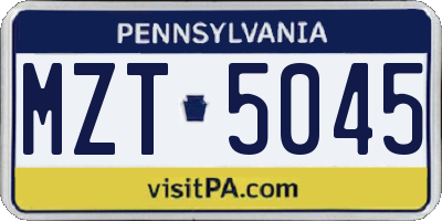 PA license plate MZT5045
