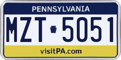 PA license plate MZT5051