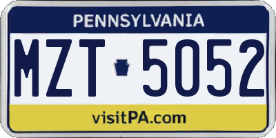 PA license plate MZT5052