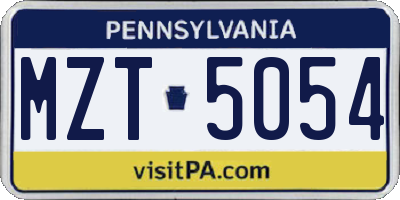 PA license plate MZT5054