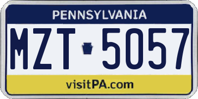 PA license plate MZT5057